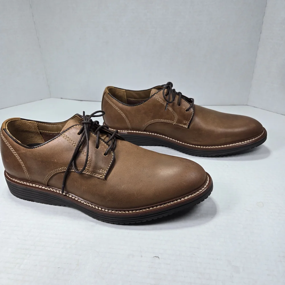 Johnston & Murphy Upton Tan Oiled Full-grain Leather Oxford Loafers Size 11 Wide